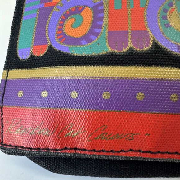 Laurel Burch Bag Cosmetic Black Canvas 3 Cats Zipper 8 x 6 x 2 - Picture 8 of 8
